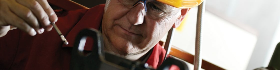 shell worker with helmet