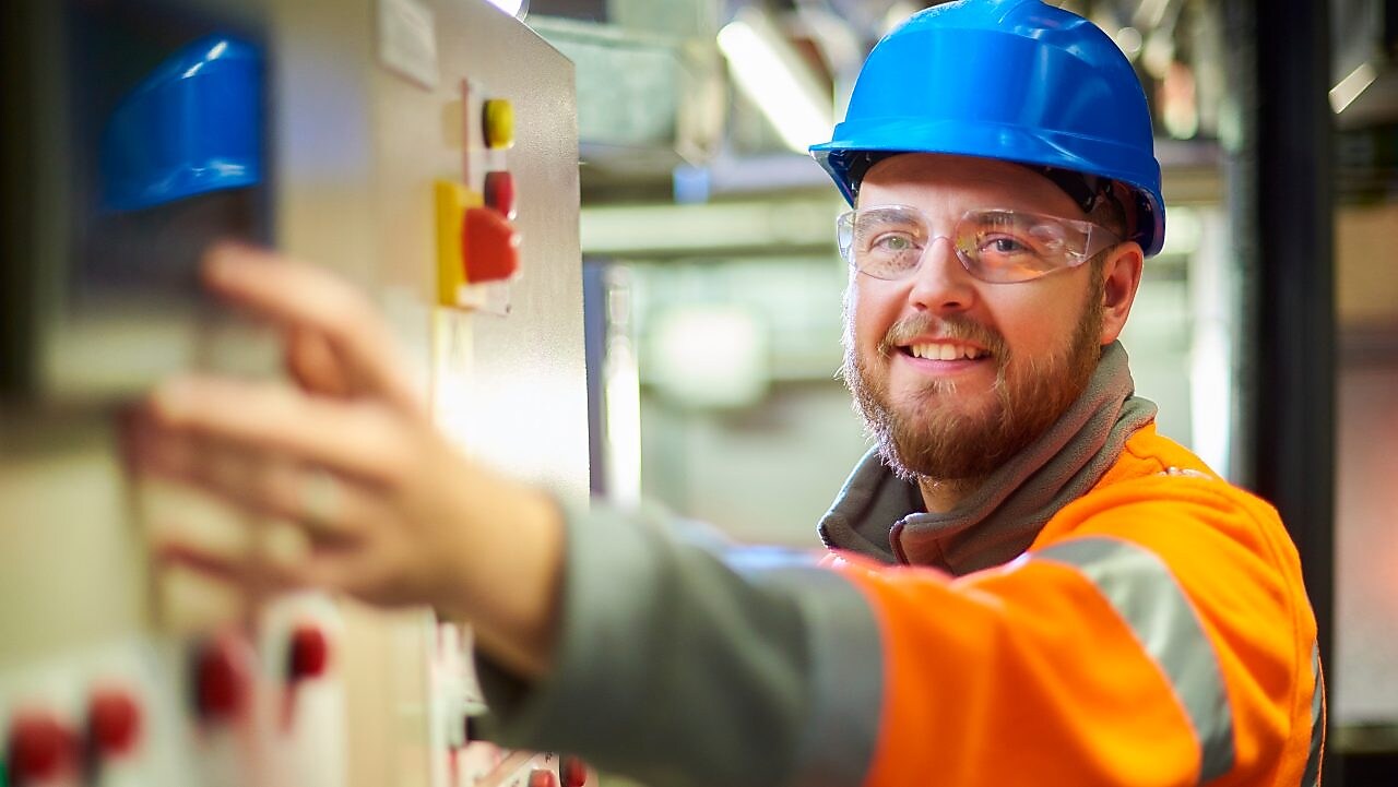 Engineer with machine