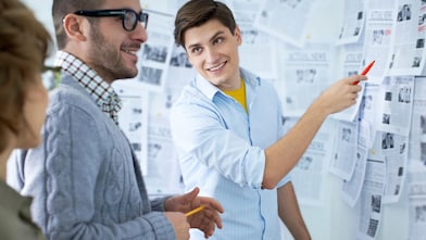 A man giving business presentation