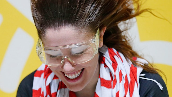A participant interacts with an exhibit in the Fan Zone on day one of the Shell Eco-marathon Americas 2015 in Detroit, Mich., Friday, April 10, 2015.