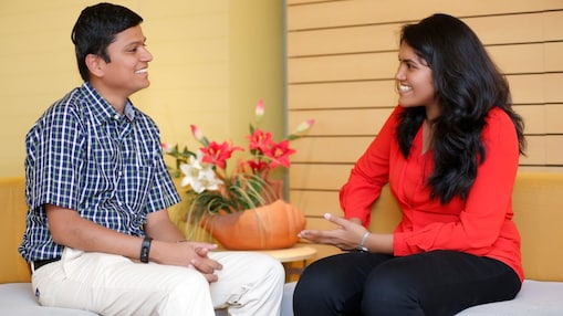 Shell mentor Krishna having a discussion with graduate Mounika