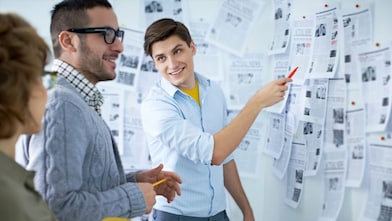 A man giving business presentation