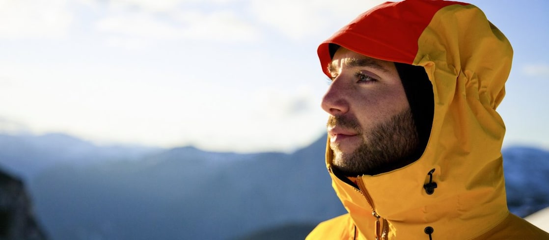 Headshot of a young man at the top of Cypress Peak,Climbing Cypress Peak
