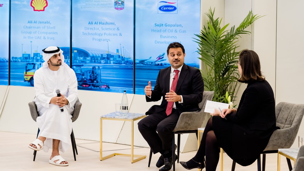 From left: Ahmed Almarzooqi - Business & Economics Content Creator; Ali Al-Janabi - Country Chairman of Shell Group of Companies, UAE & Iraq; Neslihan Aydagul - Managing Director, The Business Year.