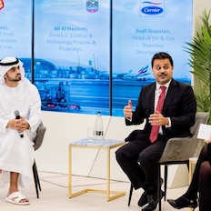 From left: Ahmed Almarzooqi - Business & Economics Content Creator; Ali Al-Janabi - Country Chairman of Shell Group of Companies, UAE & Iraq; Neslihan Aydagul - Managing Director, The Business Year.