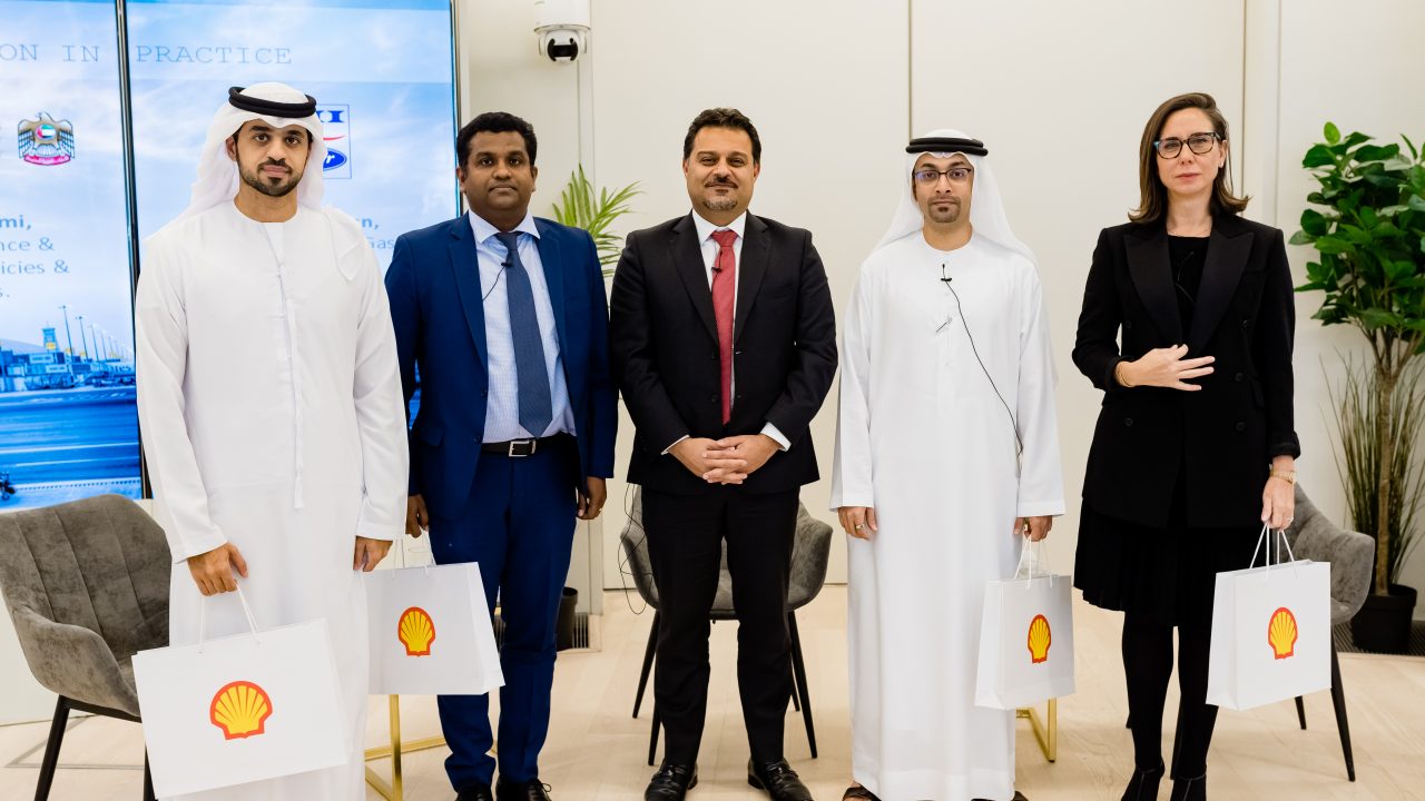 From left: Ahmed Almarzooqi - Business & Economics Content Creator;  Sujit Gopalan - Head of Oil & Gas Business Development, AHI Carrier; Ali Al-Janabi - Country Chairman of Shell Group of Companies, UAE & Iraq; Ali Al Hashemi - Director of Science & Technology Policies & Programs, UAE Ministry of Industry & Advanced Technology; Neslihan Aydagul - Managing Director, The Business Year.