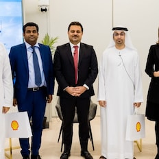From left: Ahmed Almarzooqi - Business & Economics Content Creator;  Sujit Gopalan - Head of Oil & Gas Business Development, AHI Carrier; Ali Al-Janabi - Country Chairman of Shell Group of Companies, UAE & Iraq; Ali Al Hashemi - Director of Science & Technology Policies & Programs, UAE Ministry of Industry & Advanced Technology; Neslihan Aydagul - Managing Director, The Business Year.