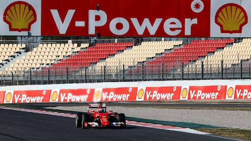 Ferrari Formula 1 driver Kimi Raikkonen racing his Ferrari SF15-T car