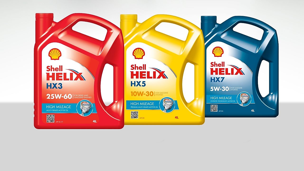 Shell Helix High Mileage oil range