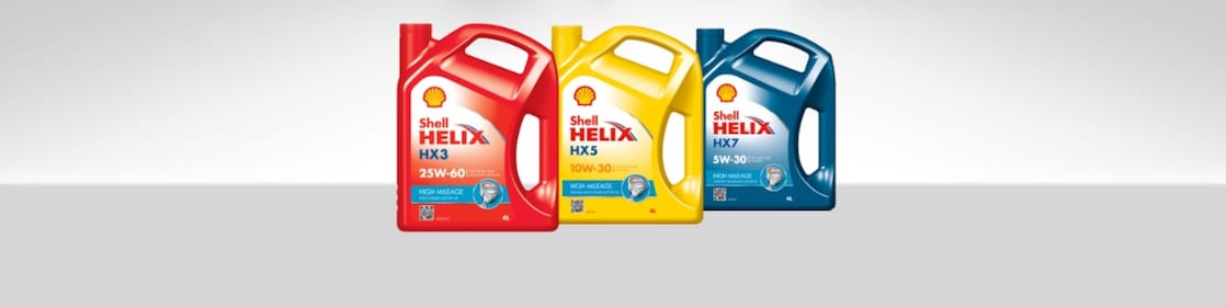 Shell Helix High Mileage oil range