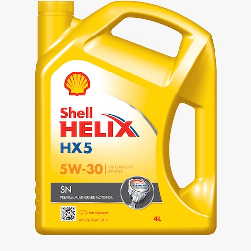 Packshot of Shell Helix HX5 SN 5W-30