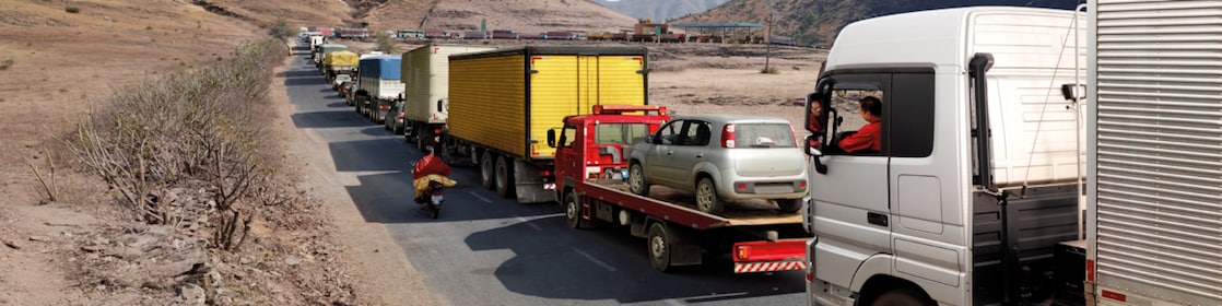 truck driver driving on empty road