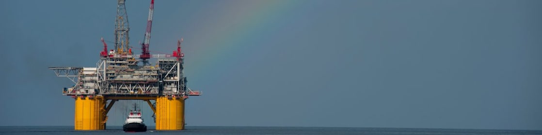 Mars B Platform in the Gulf of Mexico with a rainbow overhead